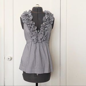 🎀5/$25 BCBGMaxAzria Ruffle Collar Striped Sleeveless Top size XS